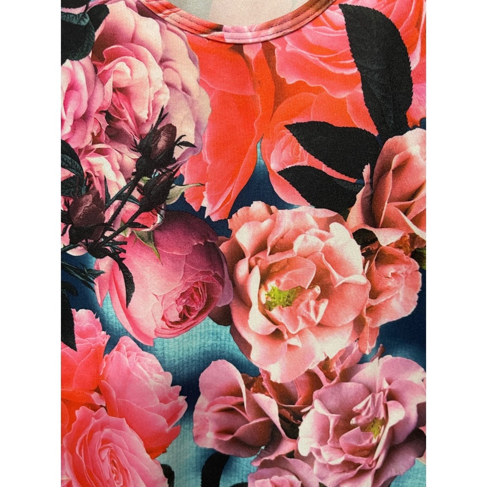 lululemon Cool Racerback Tank Top Floral Rose Print Pink Blue Size 8 Rare Print - Picture 4 of 8